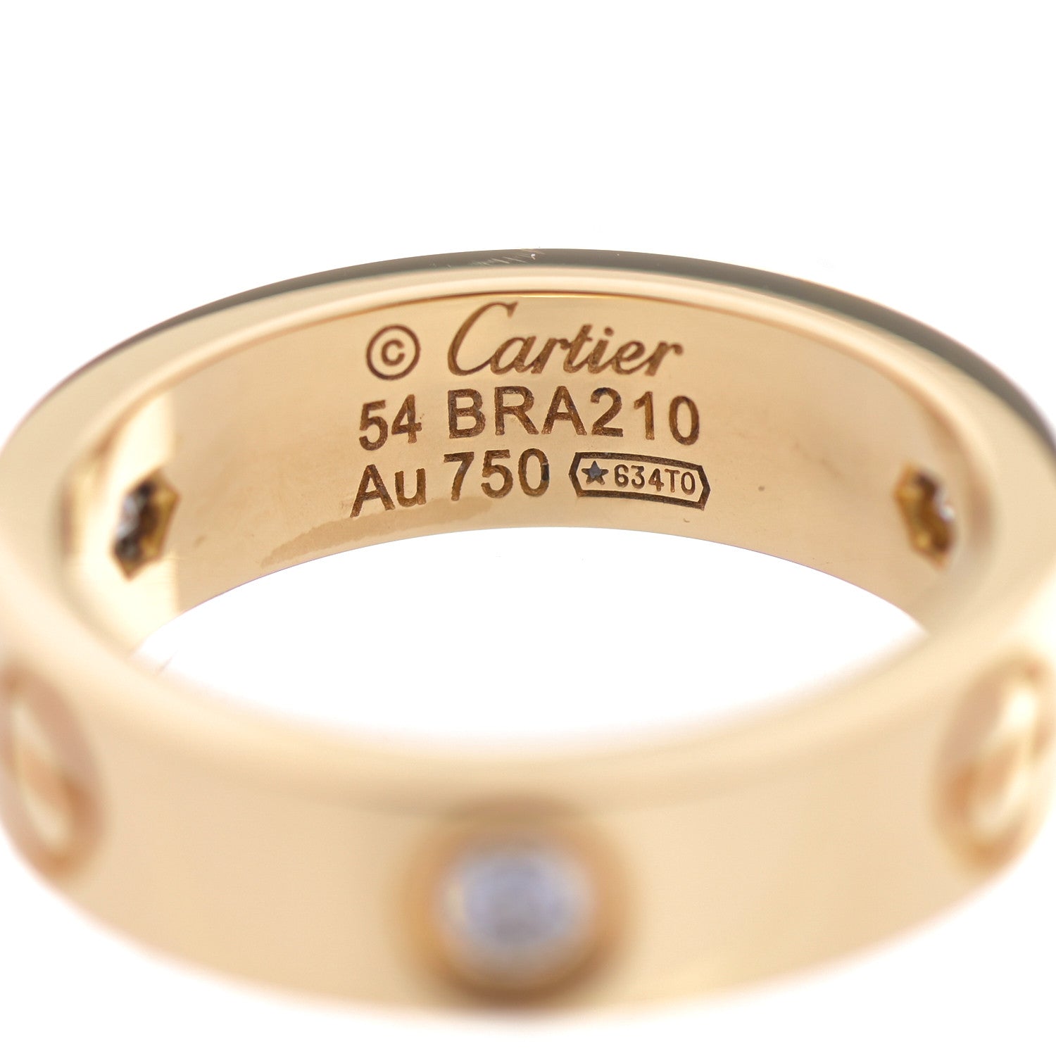 Cartier 18K Yellow Gold 3 Diamond 5.5mm LOVE Ring 54 6.75 5 of 6