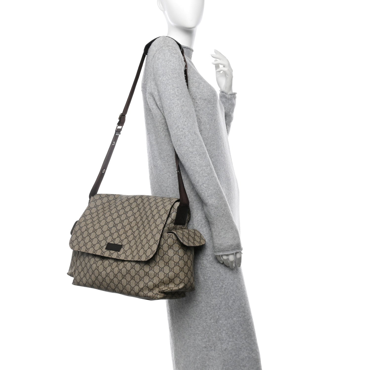 Gucci GG Plus Monogram Messenger Diaper Bag Dark Brown 2 of 12