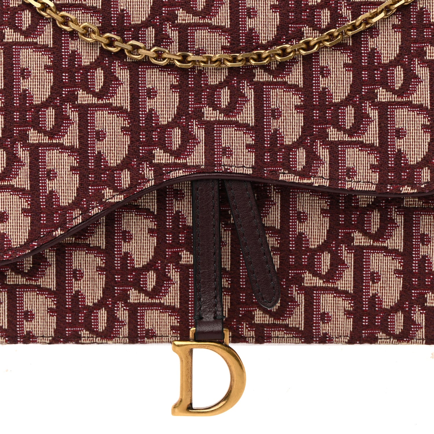 Christian Dior Oblique Saddle Chain Pouch Burgundy 8 of 14