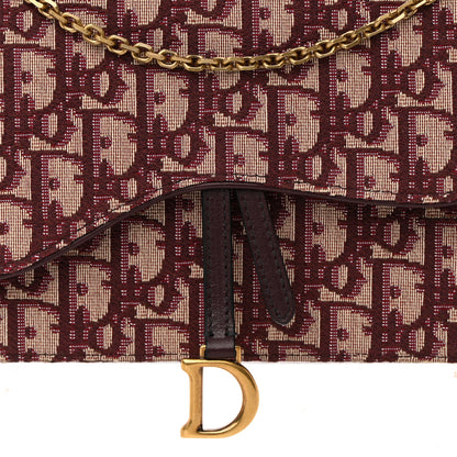 Christian Dior Oblique Saddle Chain Pouch Burgundy 8 of 14