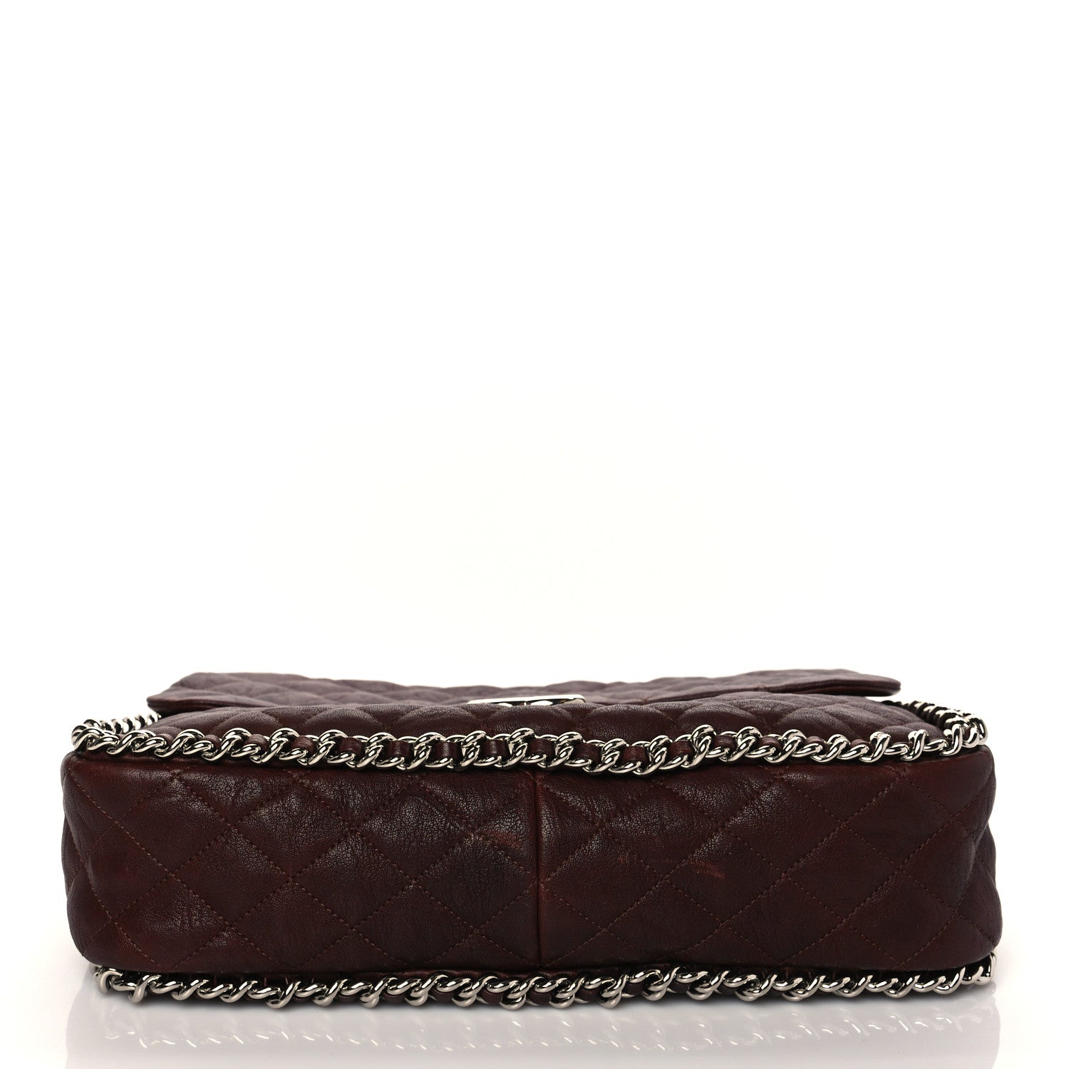 Chanel Washed Lambskin Quilted Chain Around Maxi Flap Dark Brown 10 of 10