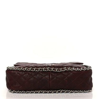 Chanel Washed Lambskin Quilted Chain Around Maxi Flap Dark Brown 10 of 10