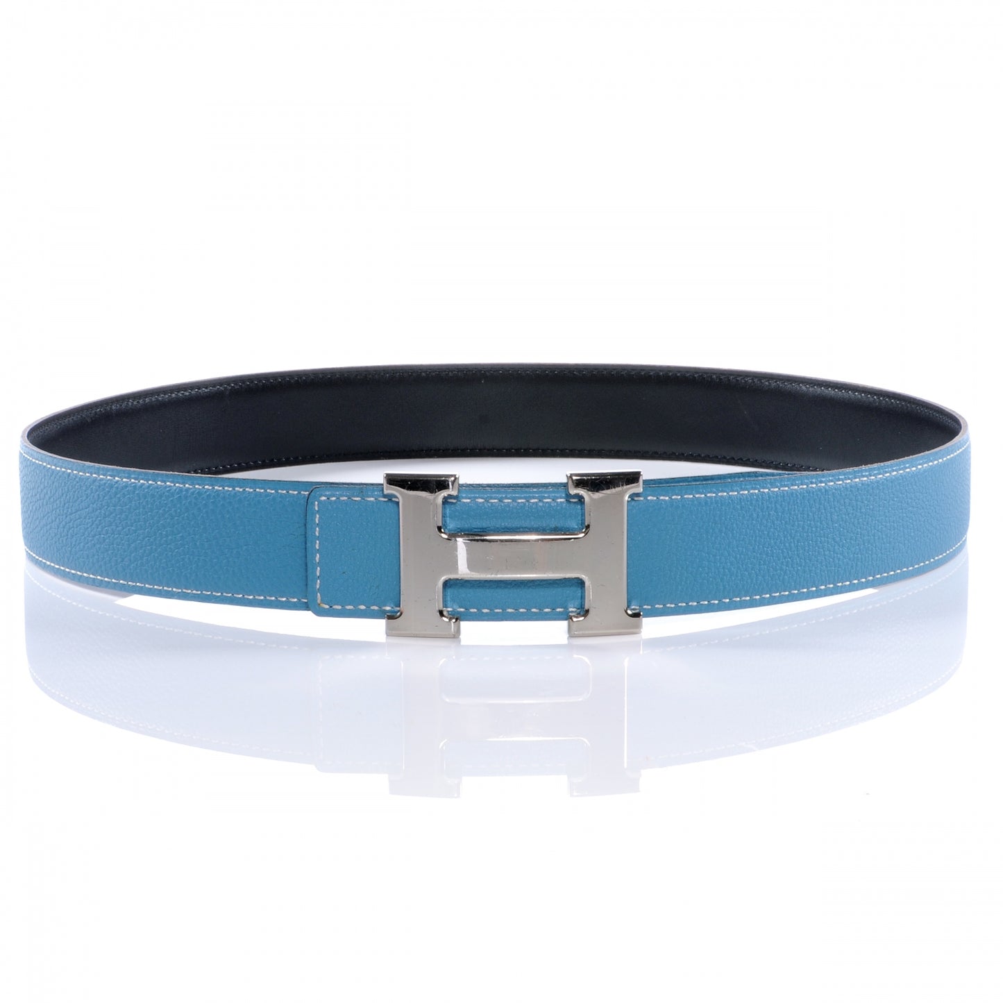 Togo Box Reversible Constance 32mm H Belt 80 Blue Jean Noir