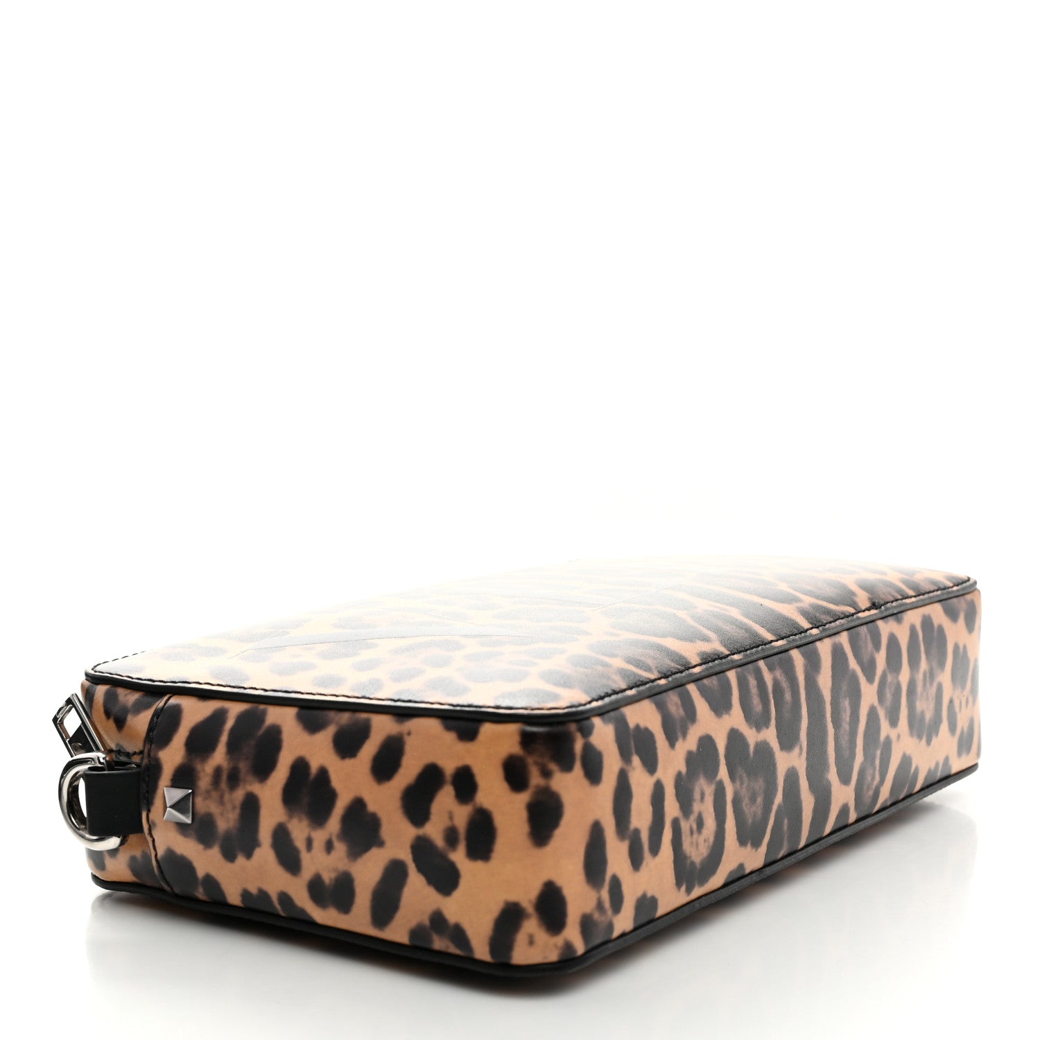 Valentino Garavani Calfskin Leopard VLTN Print Logo Crossbody Bag Tan Brown 4 of 9