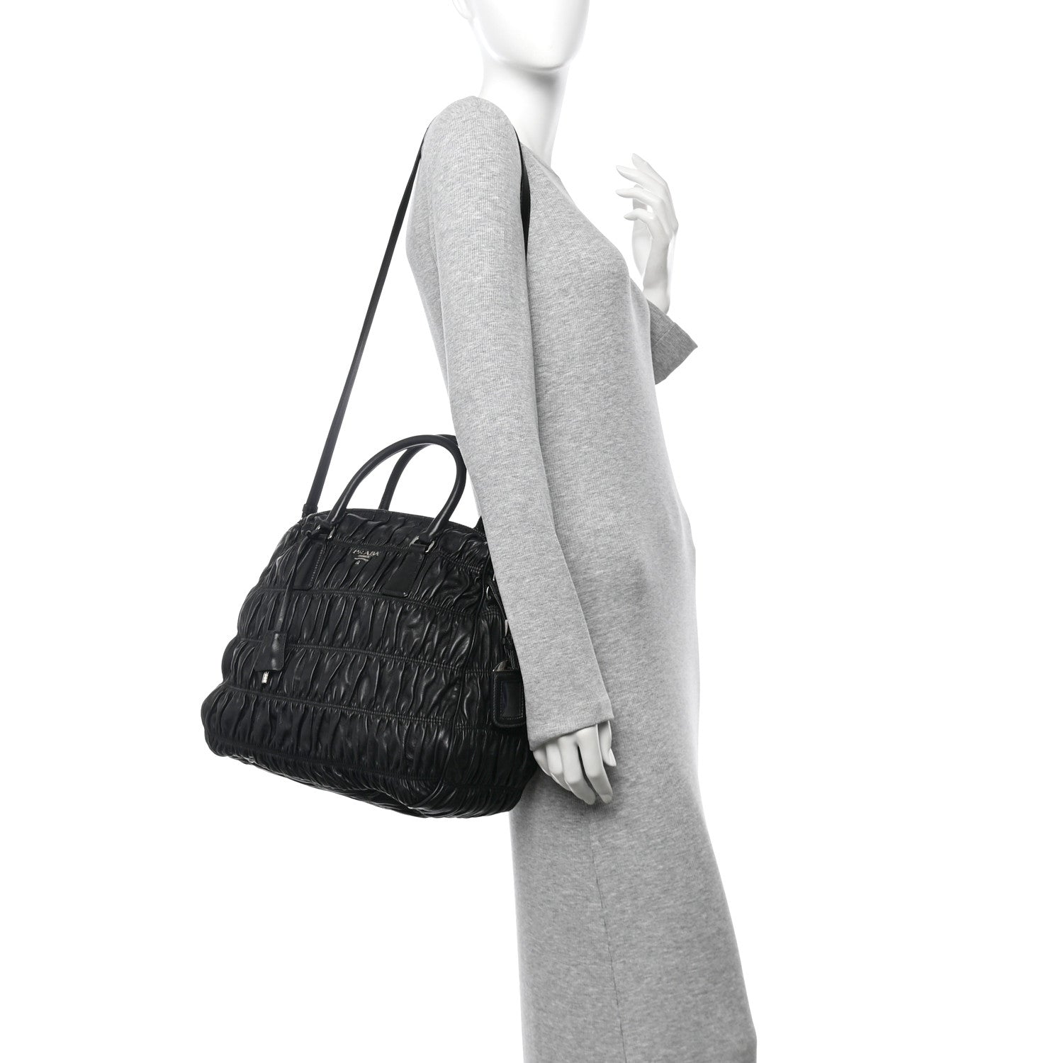 Prada Nappa Gaufre Double Zip Tote Black 2 of 13