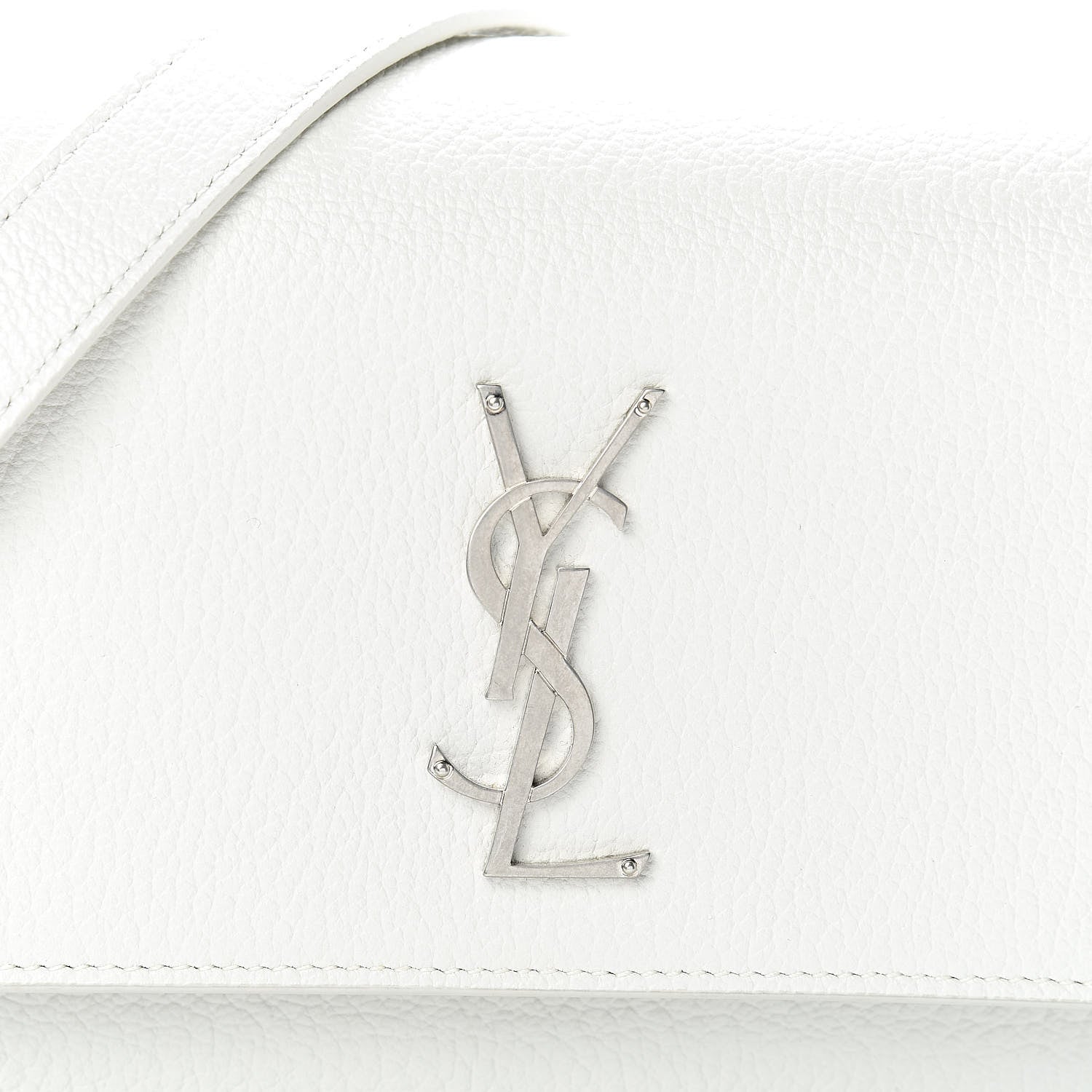 Saint Laurent Grained Calfskin Medium Monogram Sunset Satchel White 8 of 11