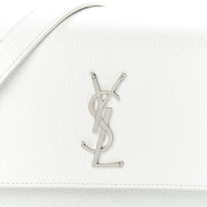 Saint Laurent Grained Calfskin Medium Monogram Sunset Satchel White 8 of 11