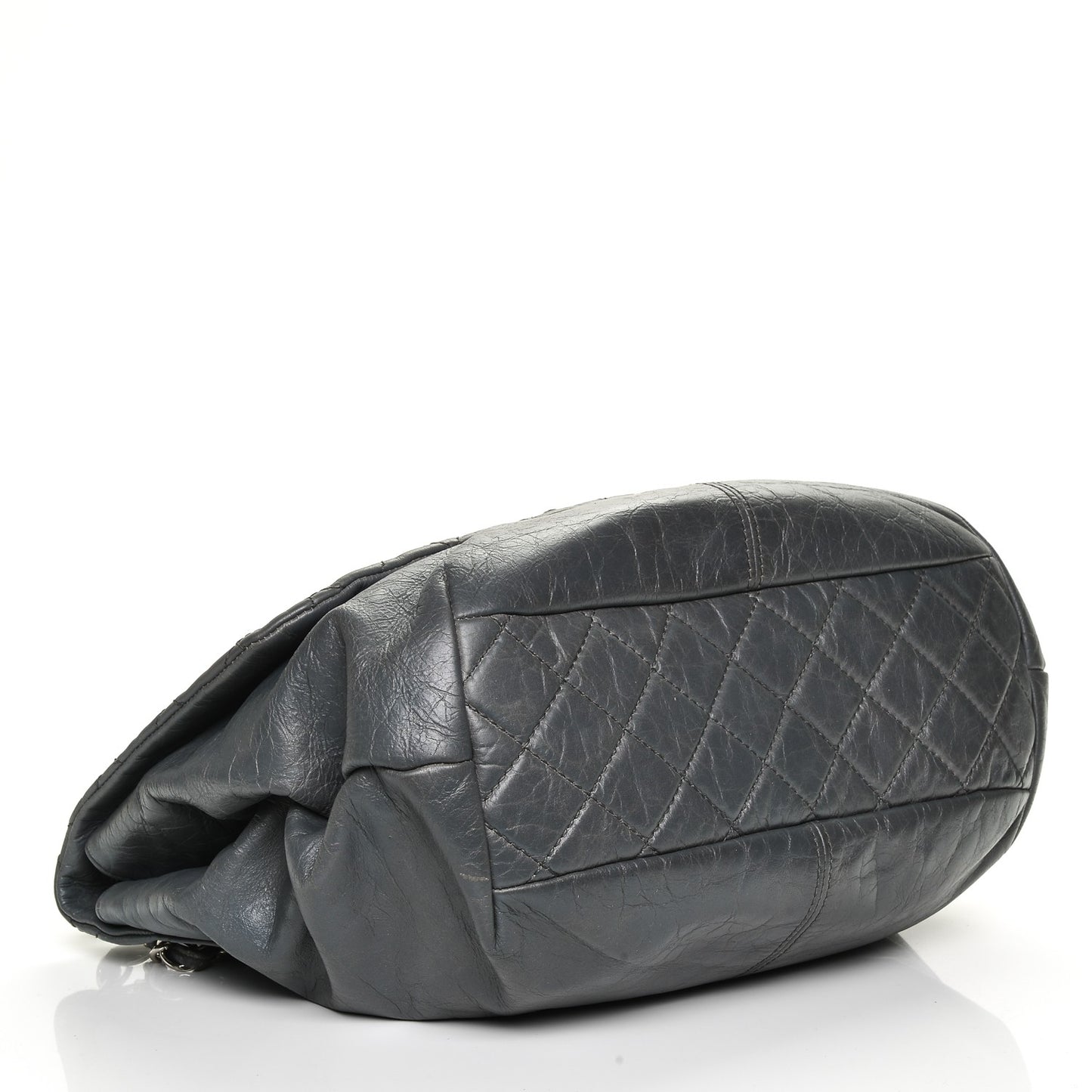 Shiny Lambskin Quilted Large Trianon Messenger Flap Grey