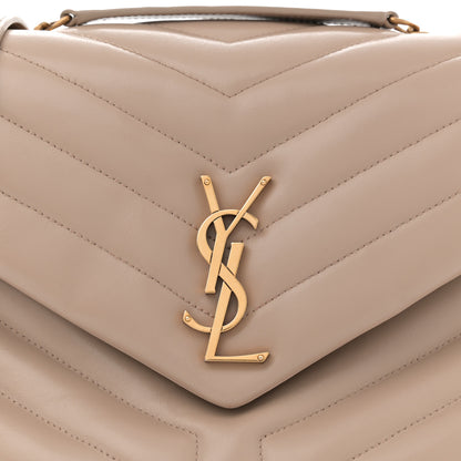 Saint Laurent Calfskin Y Quilted Monogram Medium Loulou Chain Satchel Dark Beige 8 of 12