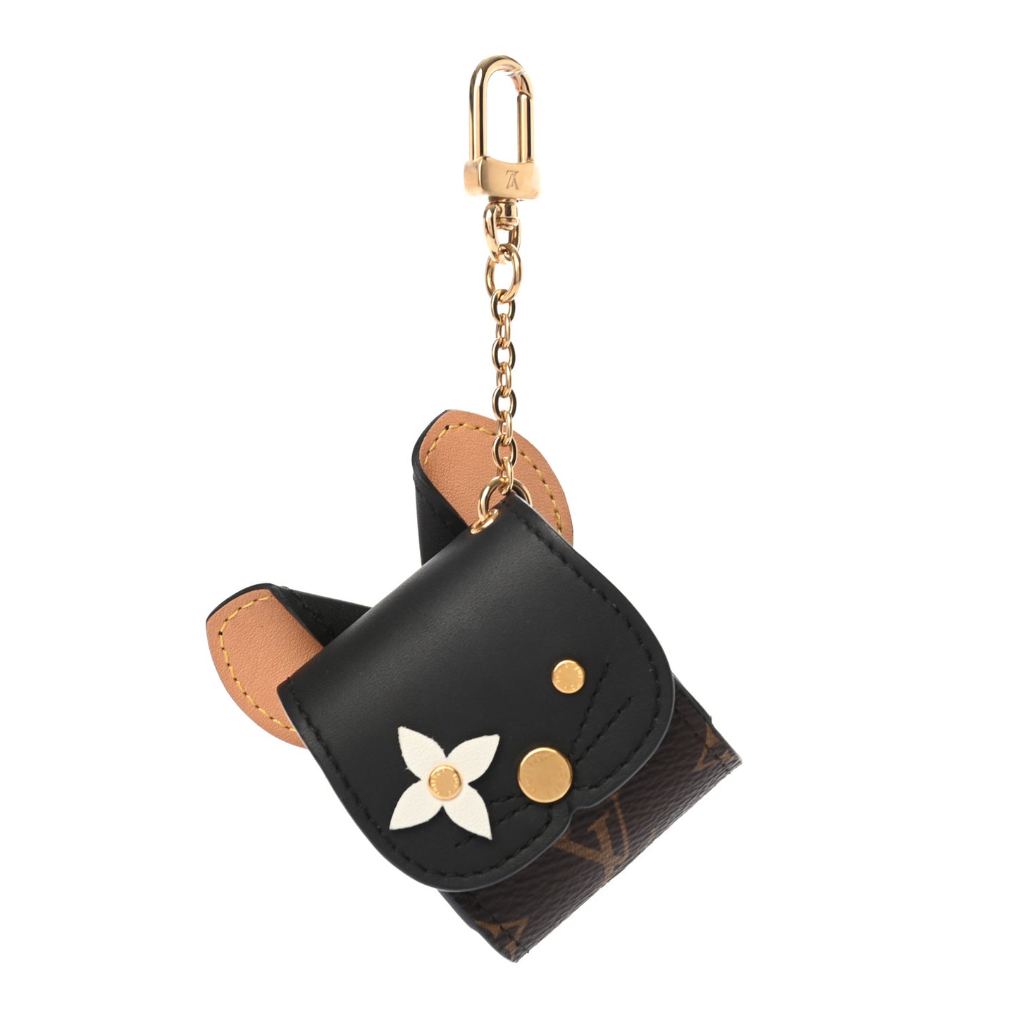 Monogram Cat Earphones Case Black