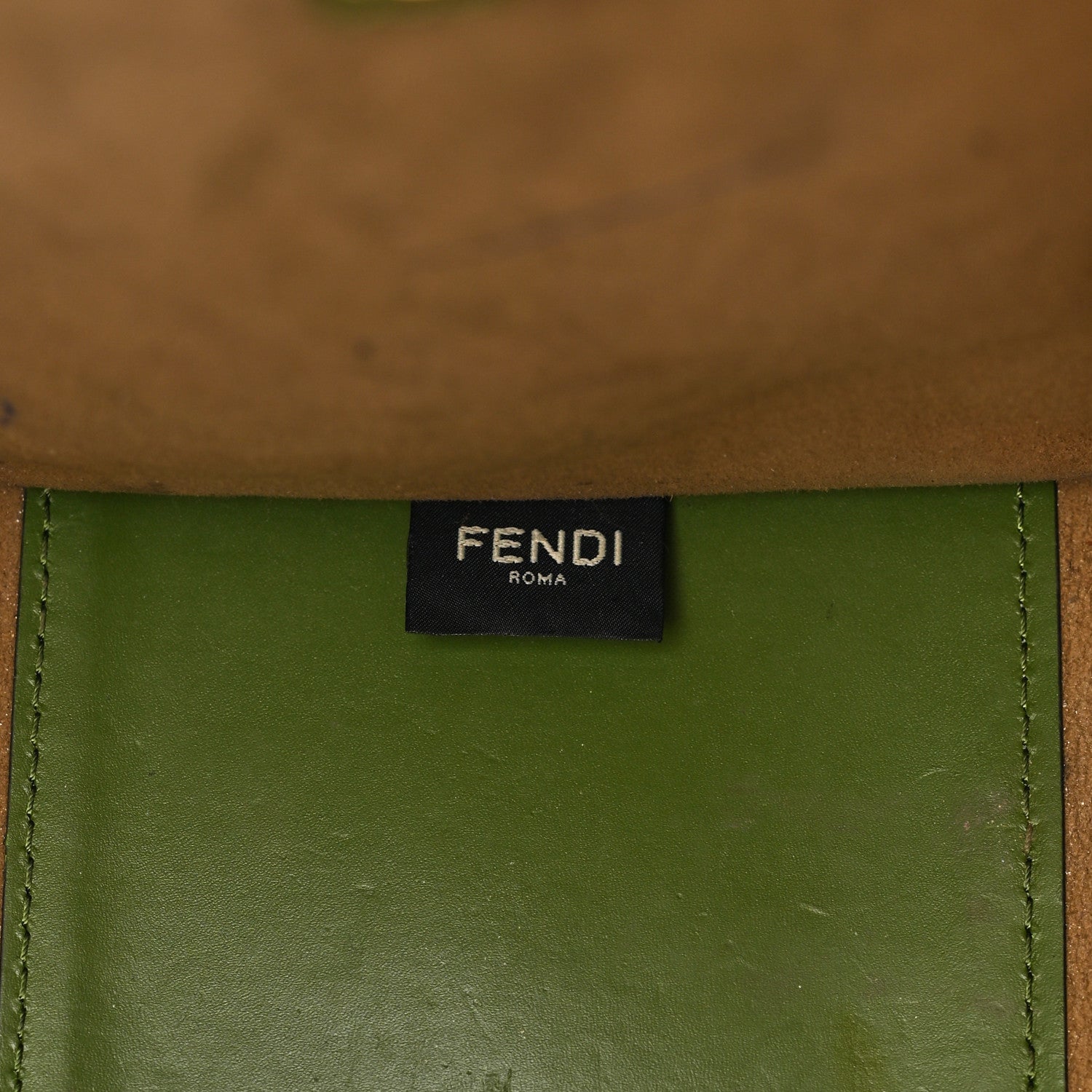 Fendi Vitello King Plexiglass Logo Embossed Medium Fendi Sunshine Shopper Tote Avocado 7 of 17