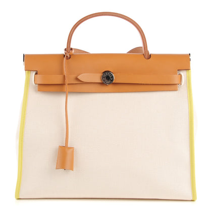 Hermes Toile Vache Hunter Herbag Zip PM White Soufre 1 of 13