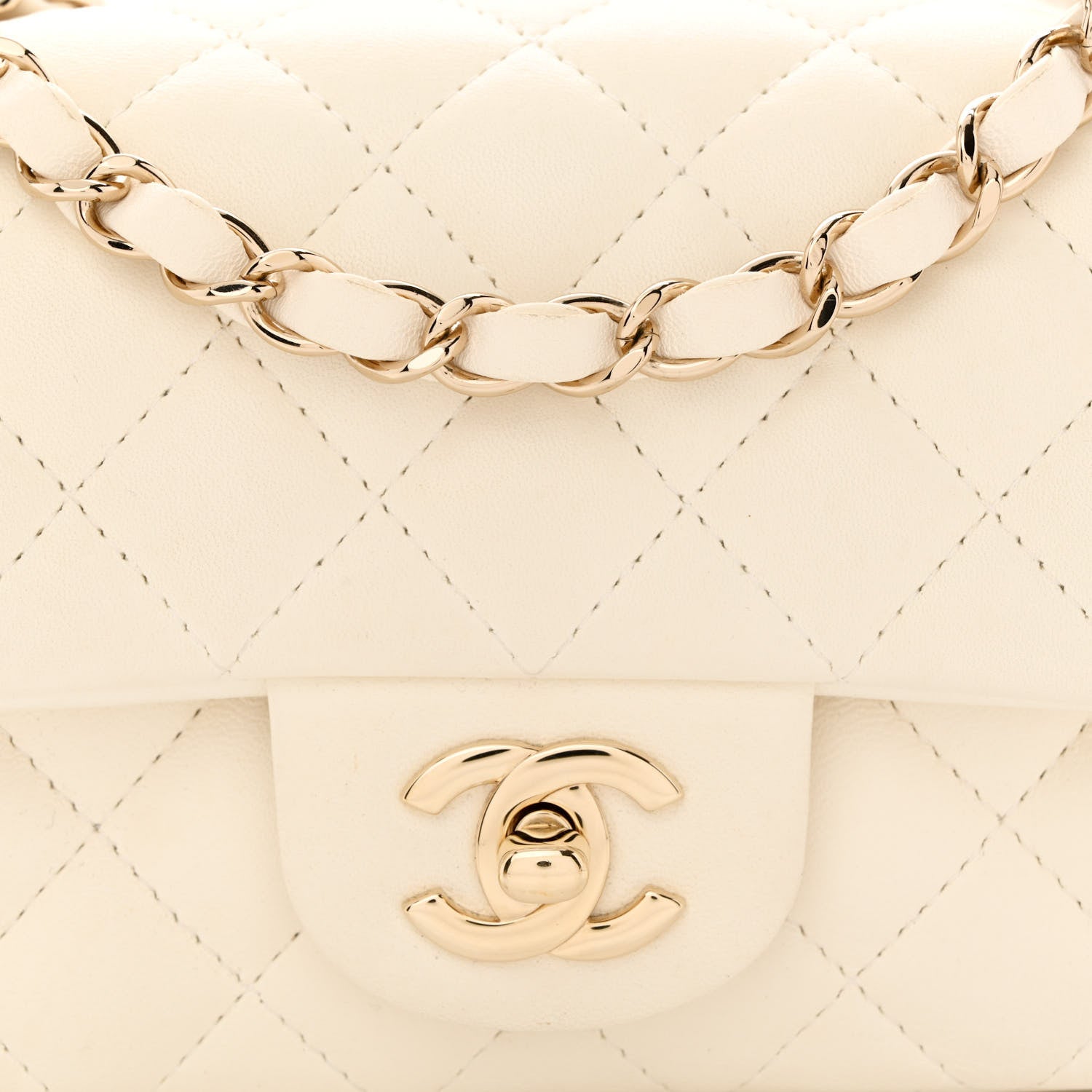 Chanel Lambskin Quilted Mini Rectangular Flap White 8 of 13