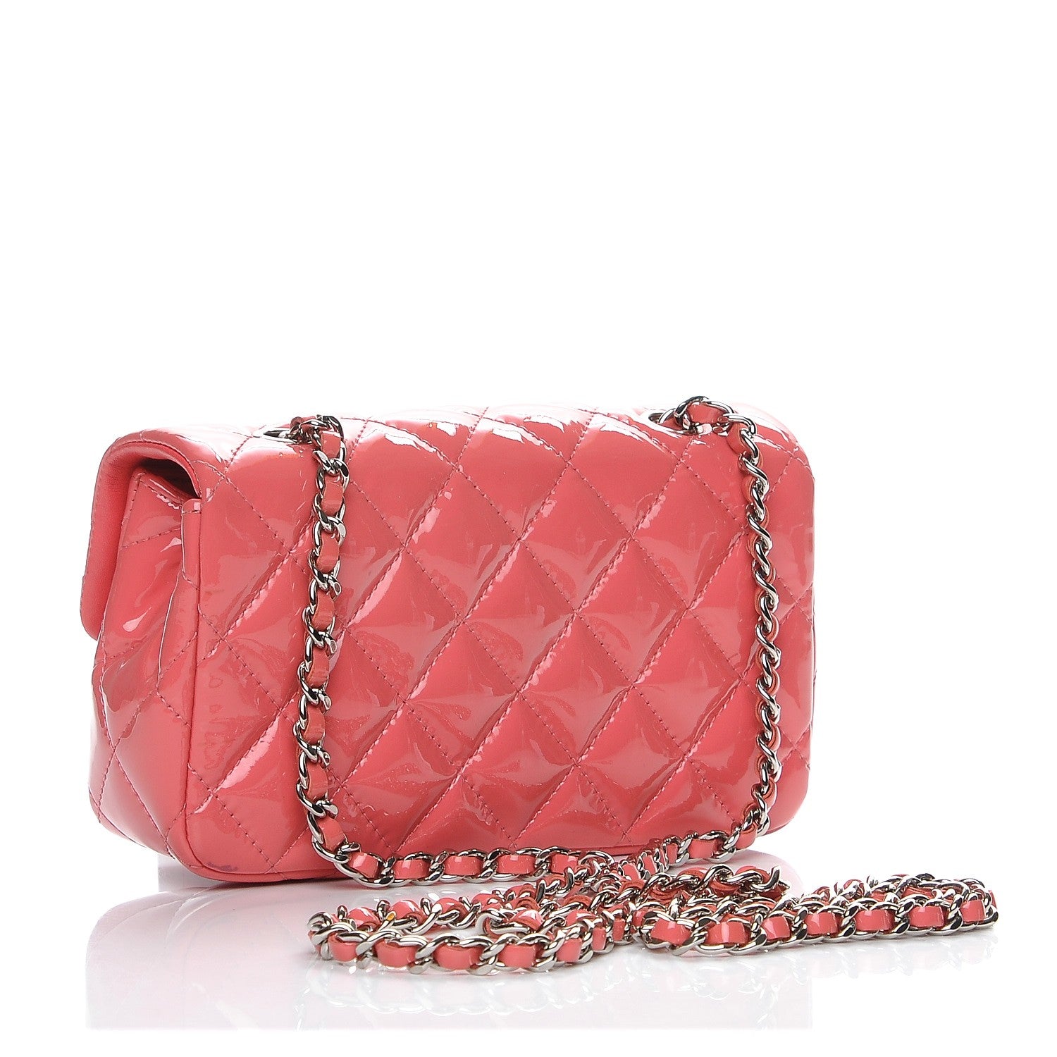 Chanel Patent Calfskin Quilted Extra Mini Rectangular Flap Pink 3 of 11