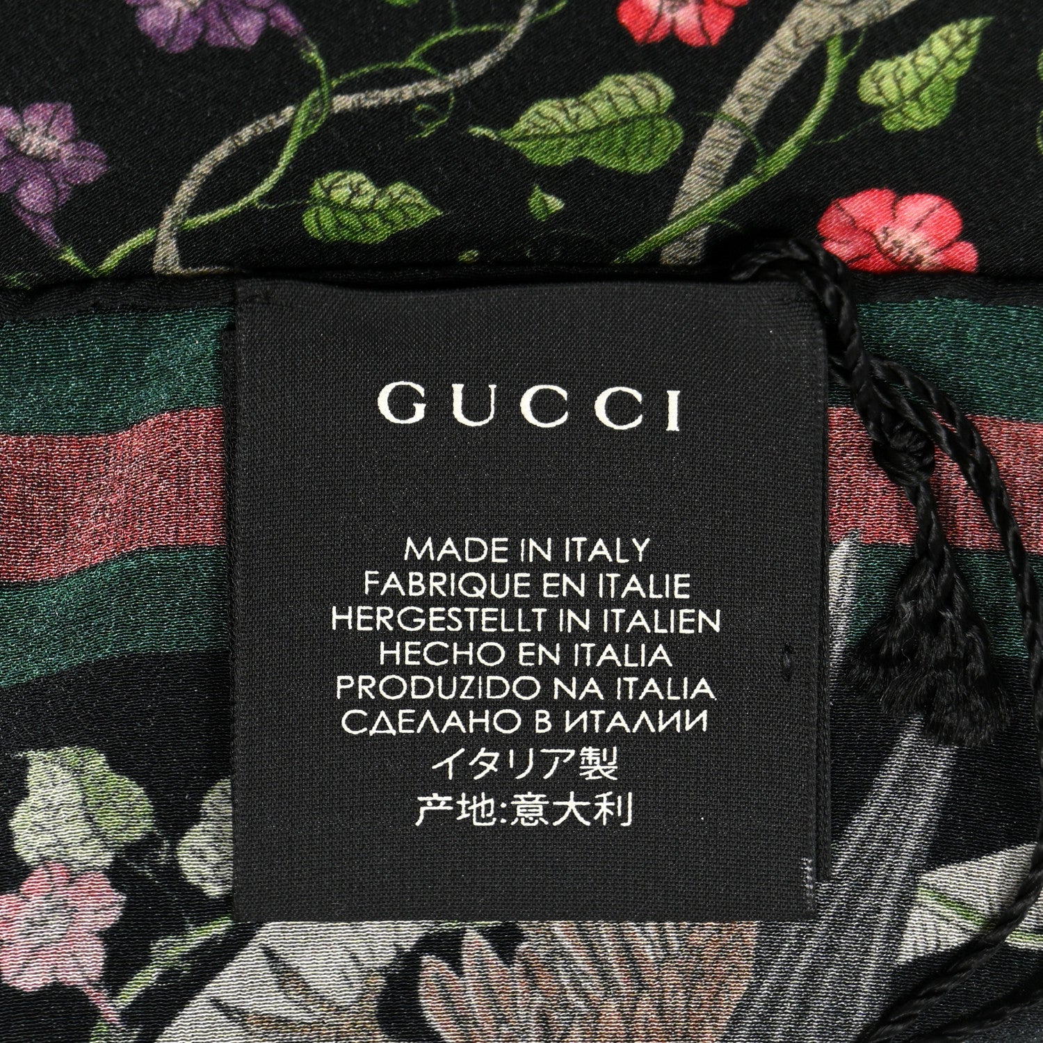 Gucci Silk Floral Condor Square Handkerchief Black 2 of 3