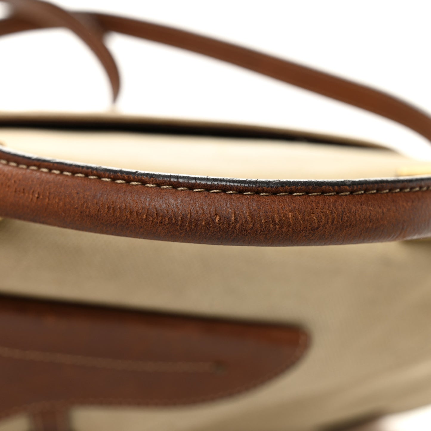 Canvas Calfskin Saddle Bowler Natural Brown