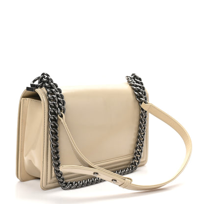Chanel Patent New Medium Boy Reverso Flap Beige 2 of 11