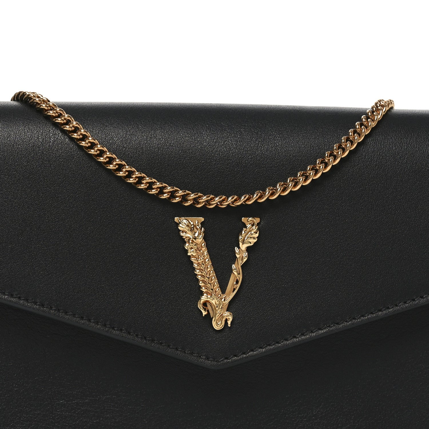 Versace Vitello Virtus Wallet on Chain Black 7 of 9
