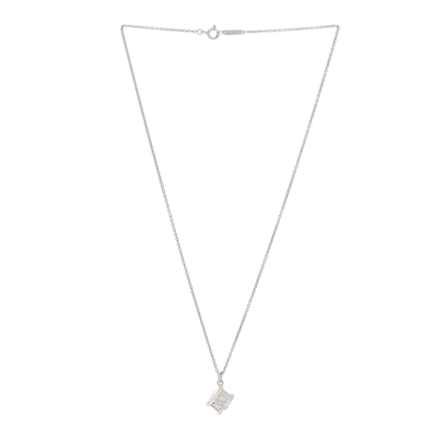 Tiffany Sterling Silver Atlas Cube Pendant Necklace 3 of 6
