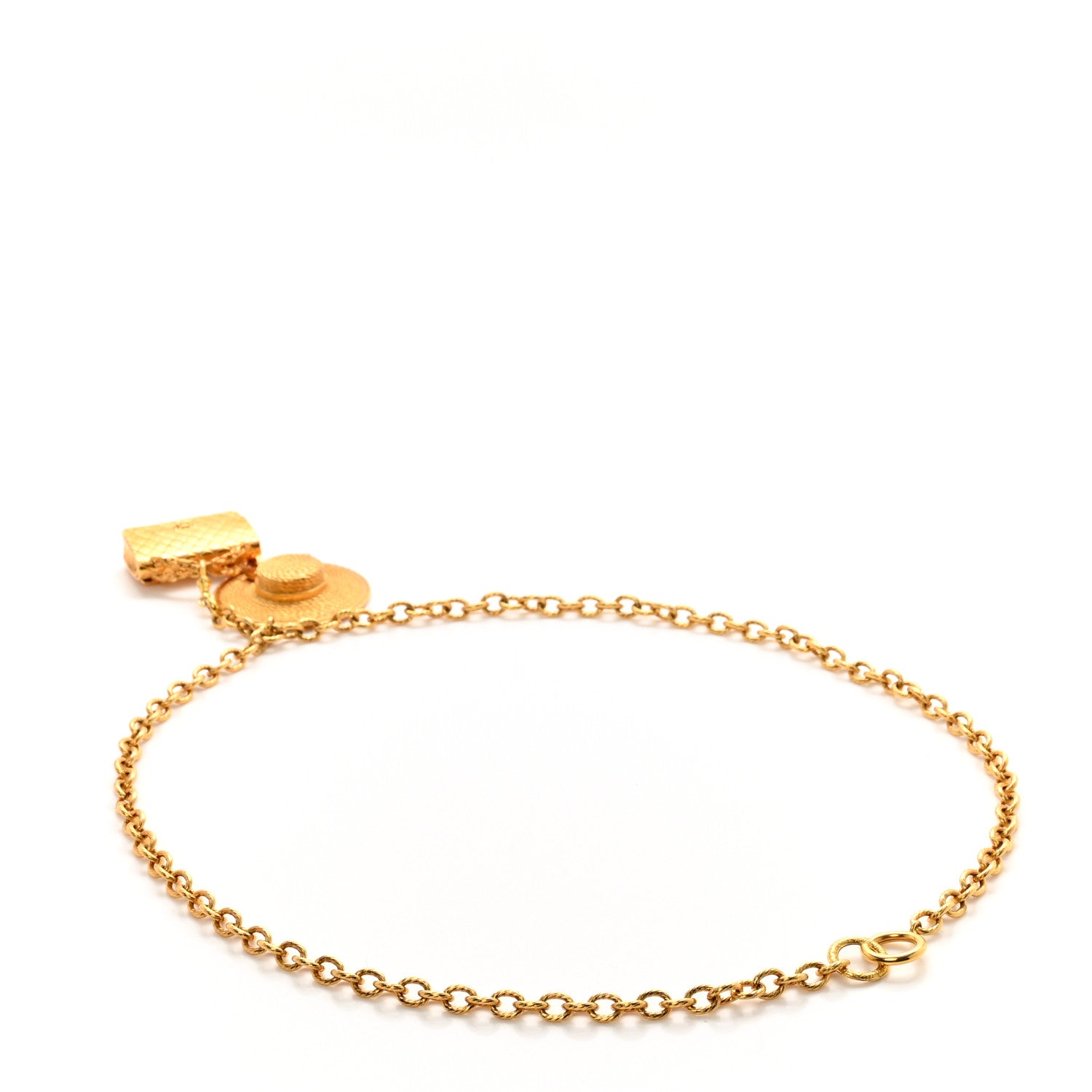 Chanel Metal Chain Flap Bag Hat Charm Belt Gold 2 of 4