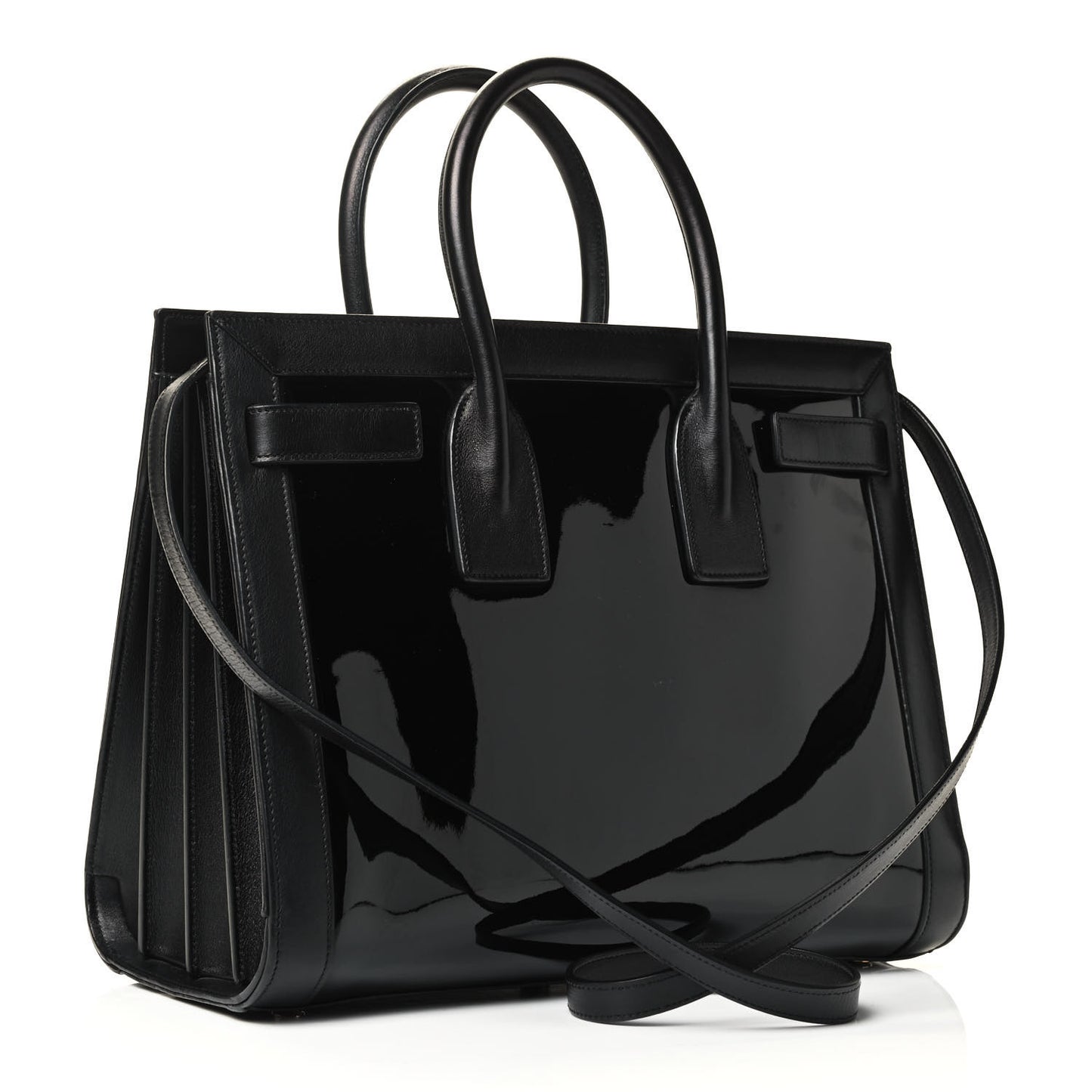 Patent Calfskin Small Sac de Jour Black