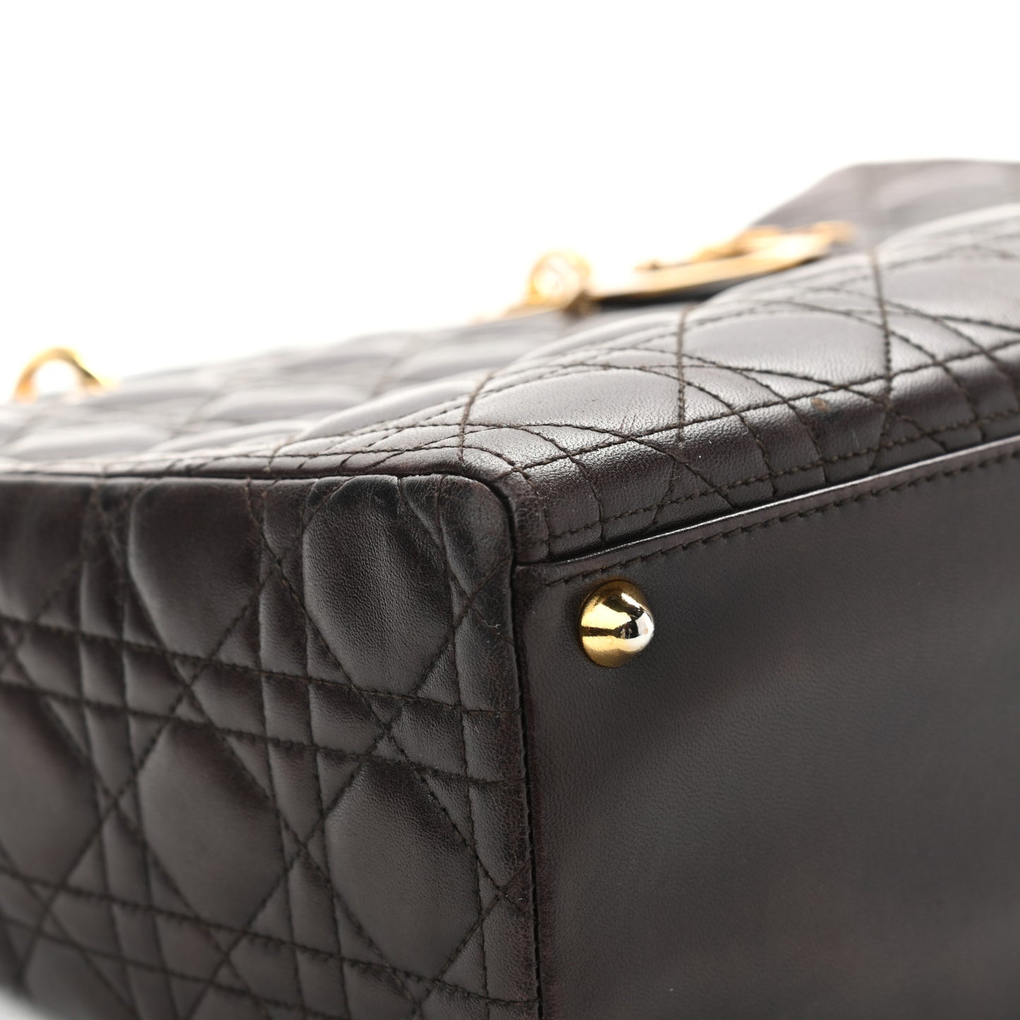Lambskin Cannage Large Lady Dior Dark Brown