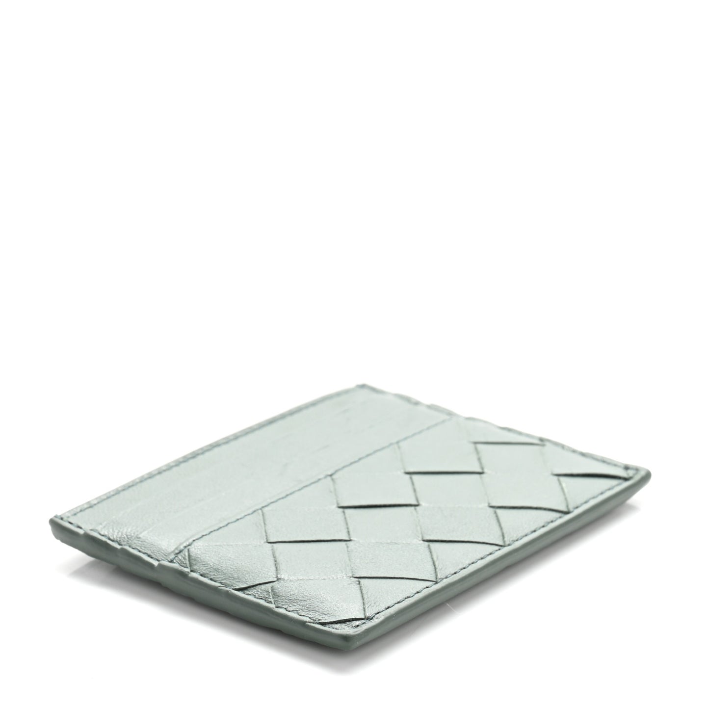 Nappa Intrecciato Card Holder Aloe