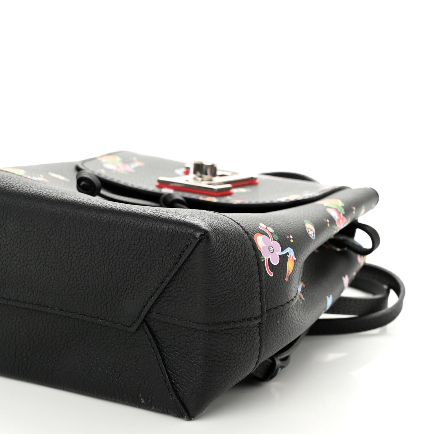 Louis Vuitton Calfskin Flower Lockme Mini Backpack Black Multicolor 10 of 14