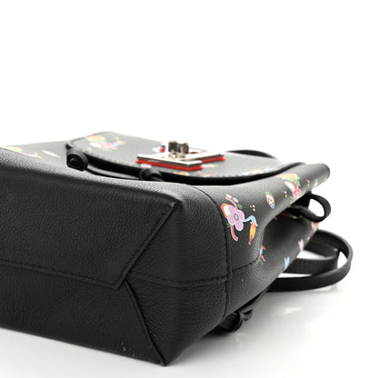 Louis Vuitton Calfskin Flower Lockme Mini Backpack Black Multicolor 10 of 14