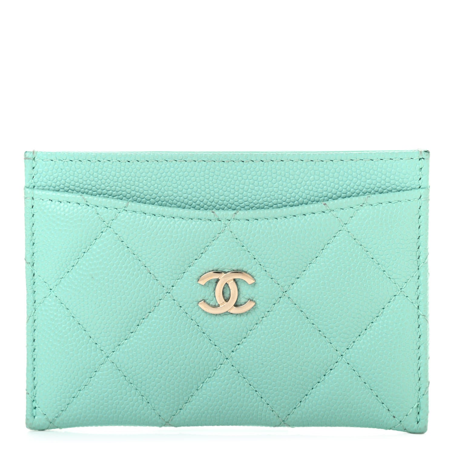 Chanel Caviar Quilted Card Holder Light Green 1 of 8