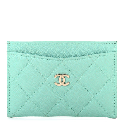 Chanel Caviar Quilted Card Holder Light Green 1 of 8
