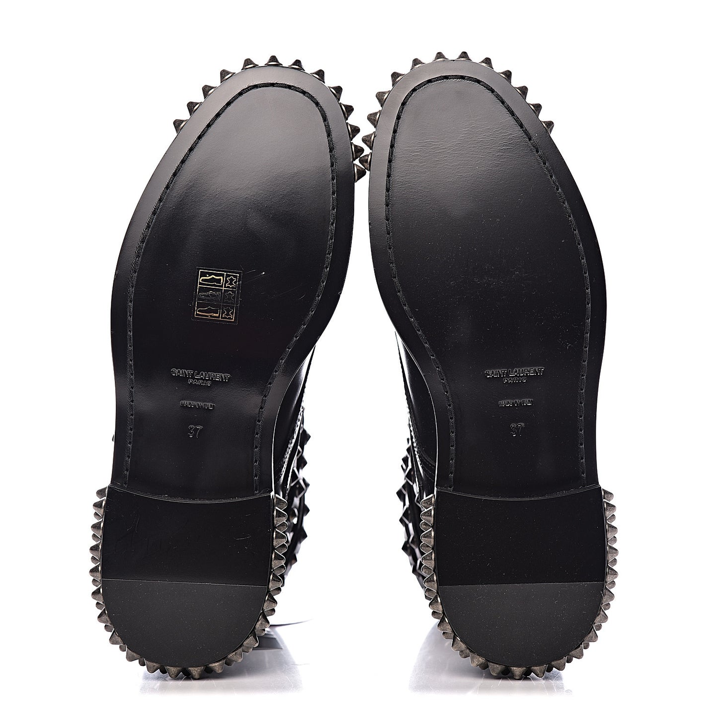 Smooth Calfskin Studded Womens Punk Ranger Boots 37 Black