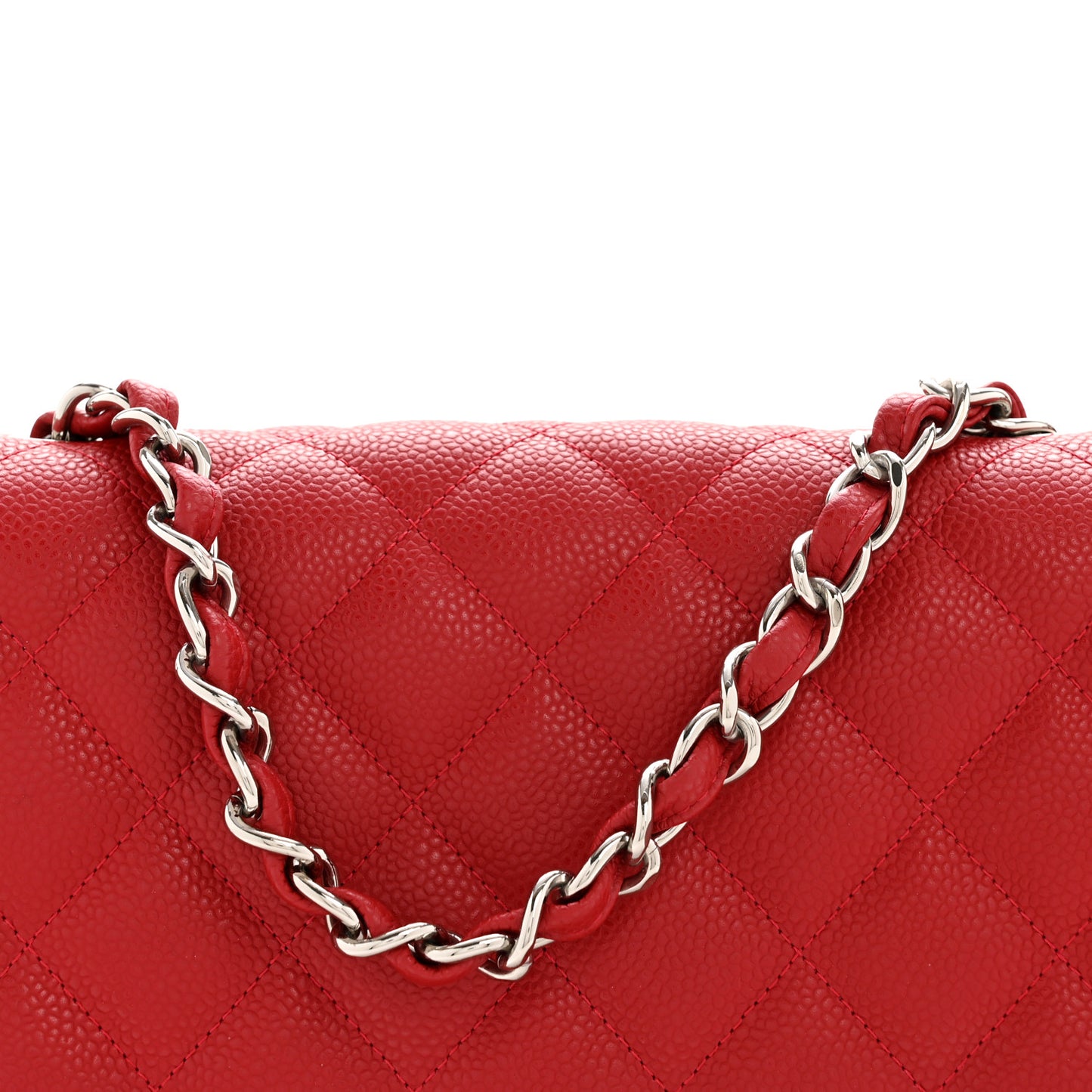 Caviar Quilted Jumbo Single Flap Red