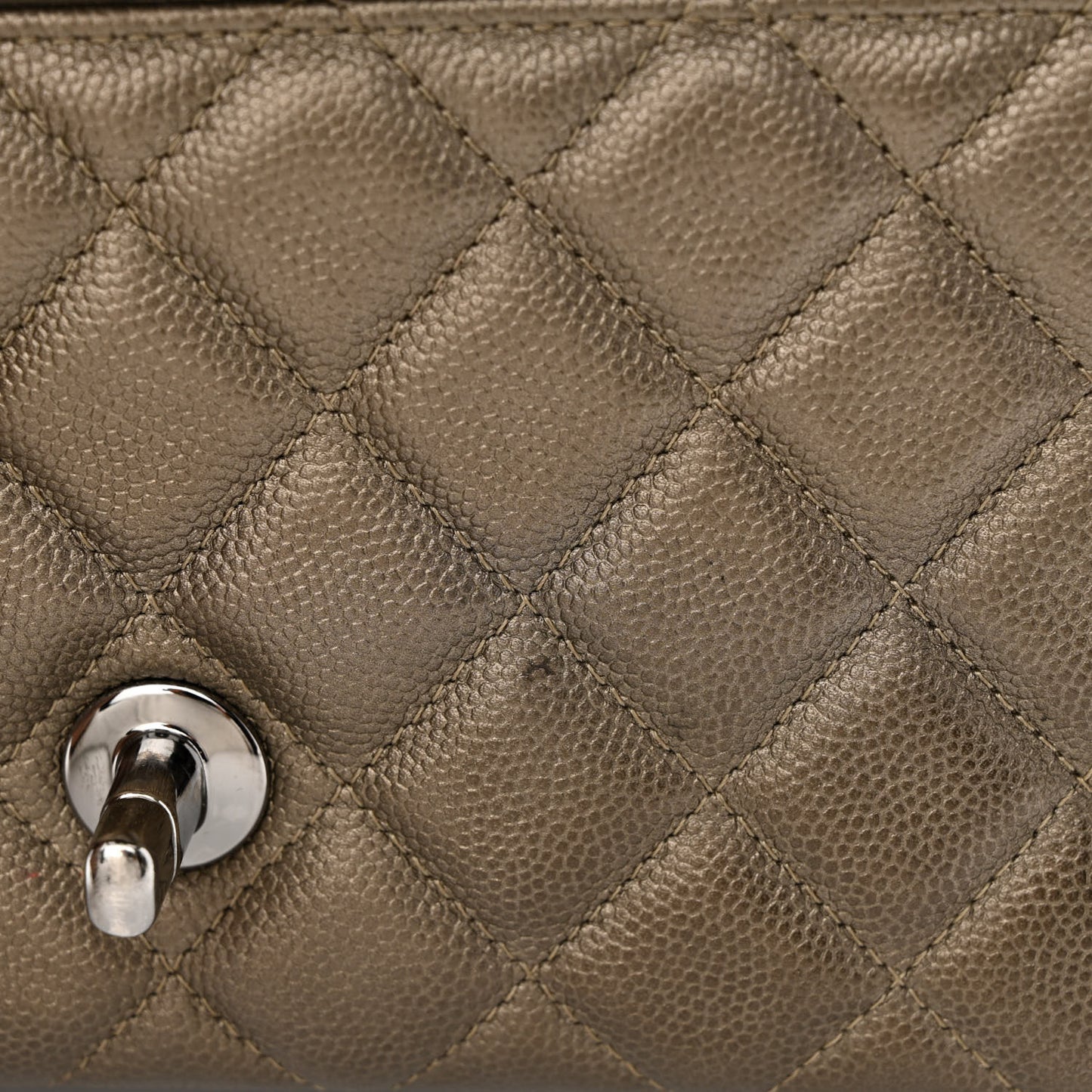 Iridescent Caviar Quilted Mini Rectangular Flap Bronze