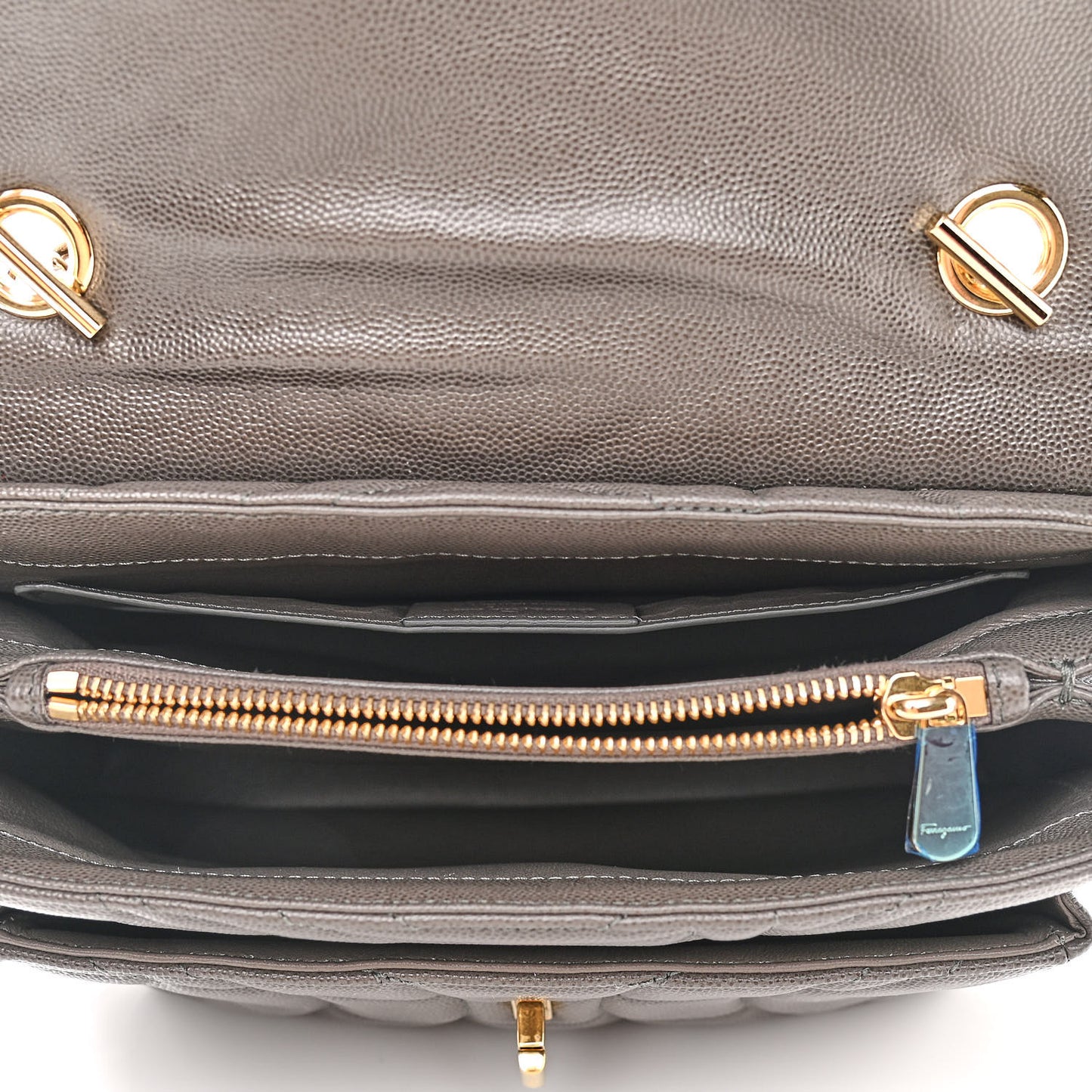 Calfskin Quilted Medium Gancini Top Handle Bag Sparrow
