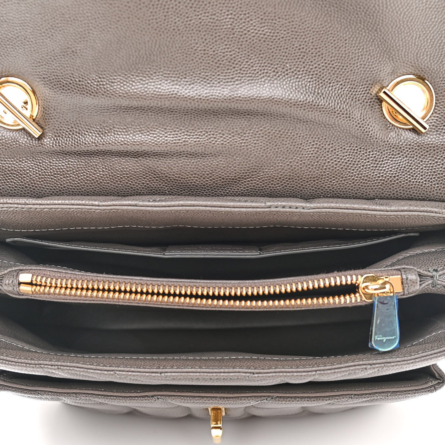 Salvatore Ferragamo Calfskin Quilted Medium Gancini Top Handle Bag Sparrow 4 of 10
