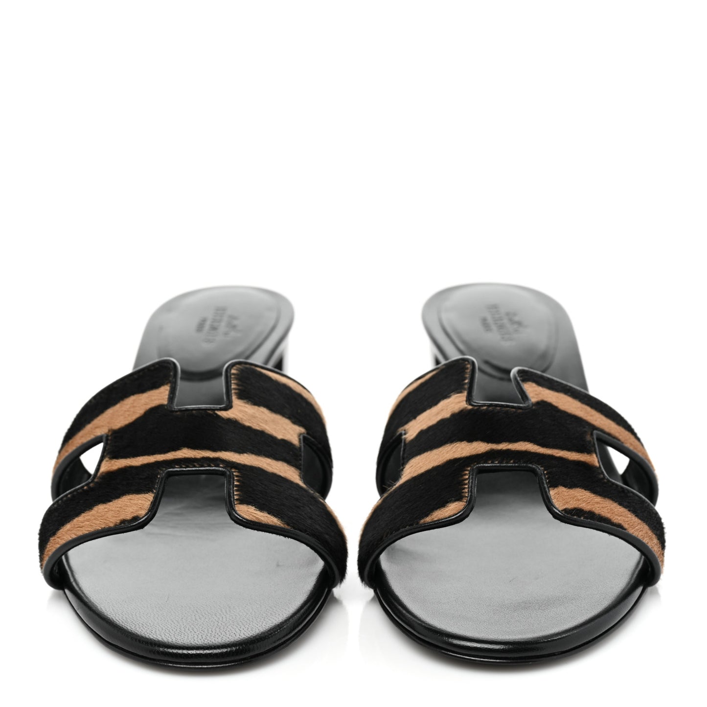 Moire Goatskin Oasis Sandals 37 Black Beige