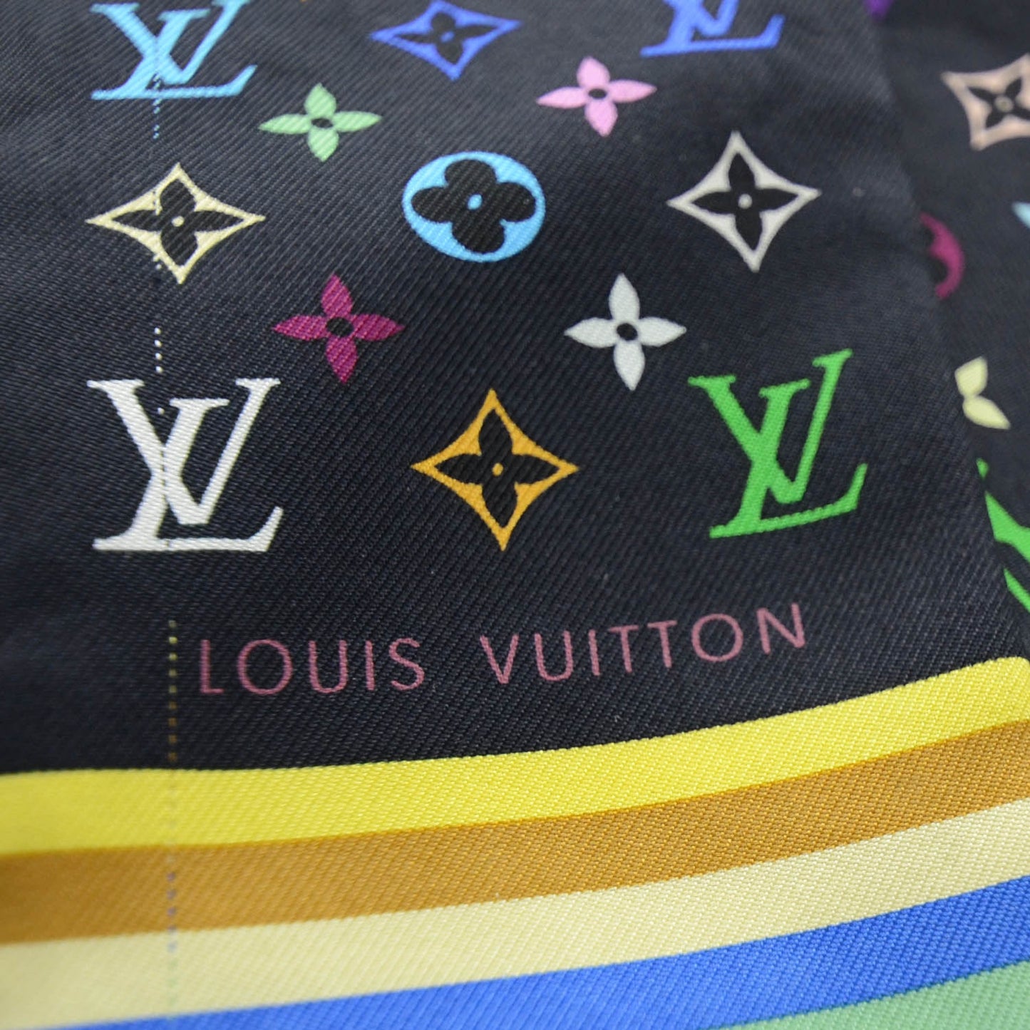 Silk Monogram Multicolor Bandeau Black