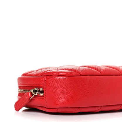 Chanel Caviar Quilted Small Curvy Pouch Cosmetic Case Red 5 of 12