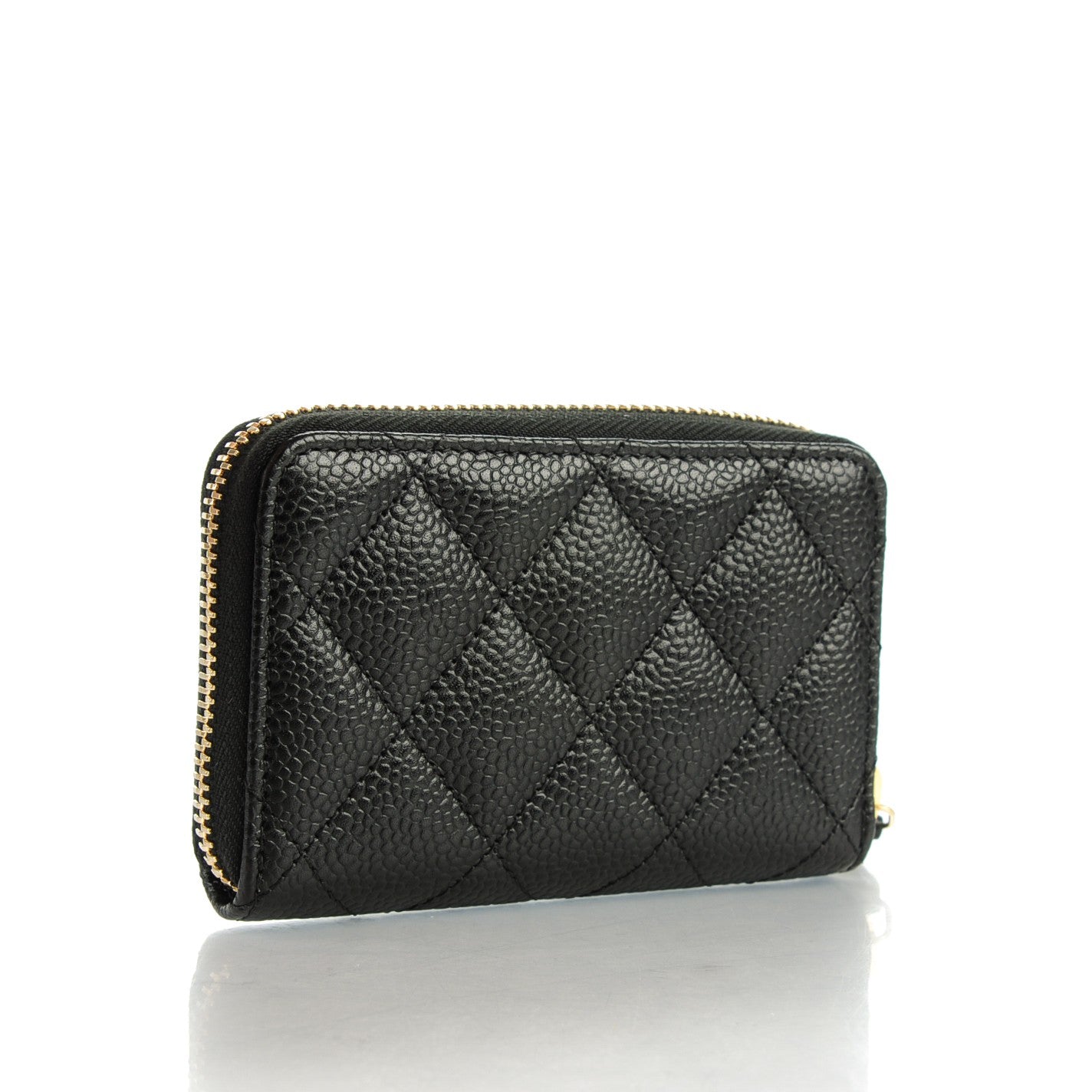 Caviar Quilted Zip Coin Purse Black