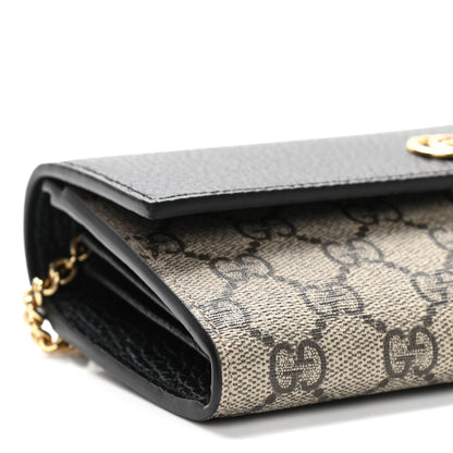 Gucci Dollar Calfskin GG Supreme Monogram Petite GG Marmont Wallet Chain Bag Black Beige Ebony 8 of 9