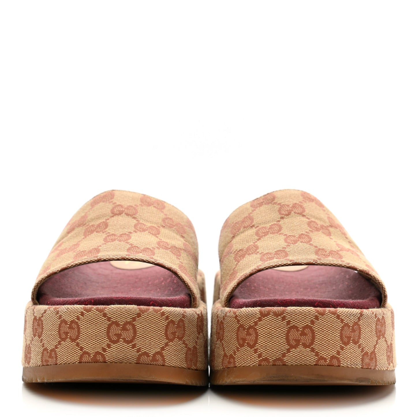 Canvas GG Monogram Angelina Platform Slide Sandals 37.5 Beige Ruggine