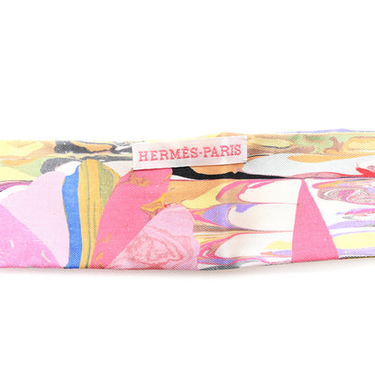 Hermes Silk Marble Silk Twilly Rose Vert Violet 3 of 4