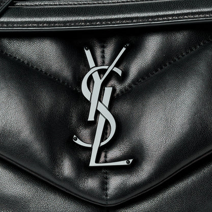 Saint Laurent Lambskin Quilted Monogram Monochrome Small Loulou Puffer Chain Satchel Black 9 of 11