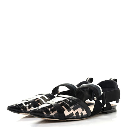 Fendi PVC Calfskin FF Colibri Slingback Ballerina Flats 37.5 Black 3 of 11