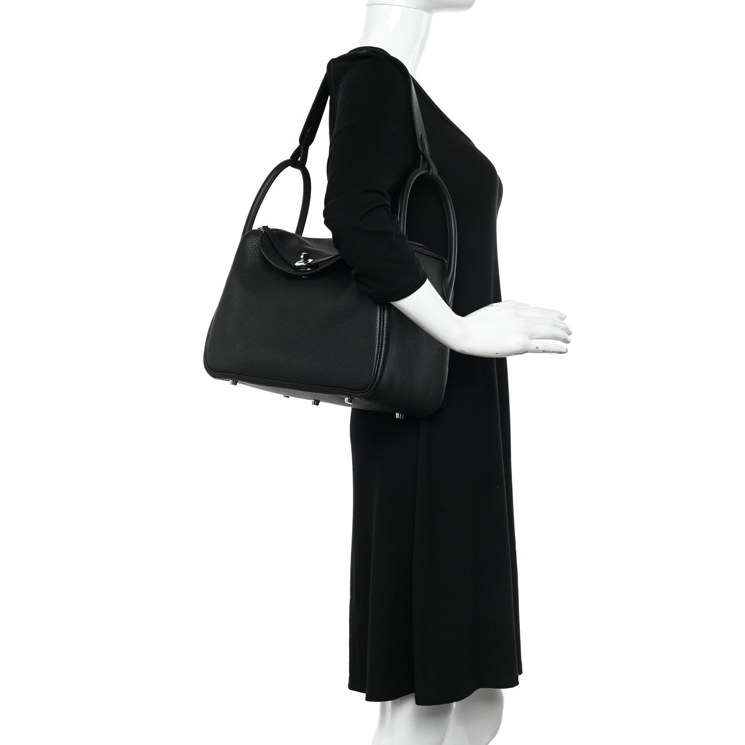 Hermes Taurillon Clemence Lindy 30 Black 2 of 10