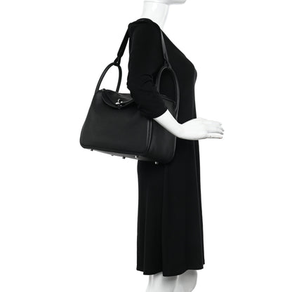 Hermes Taurillon Clemence Lindy 30 Black 2 of 10