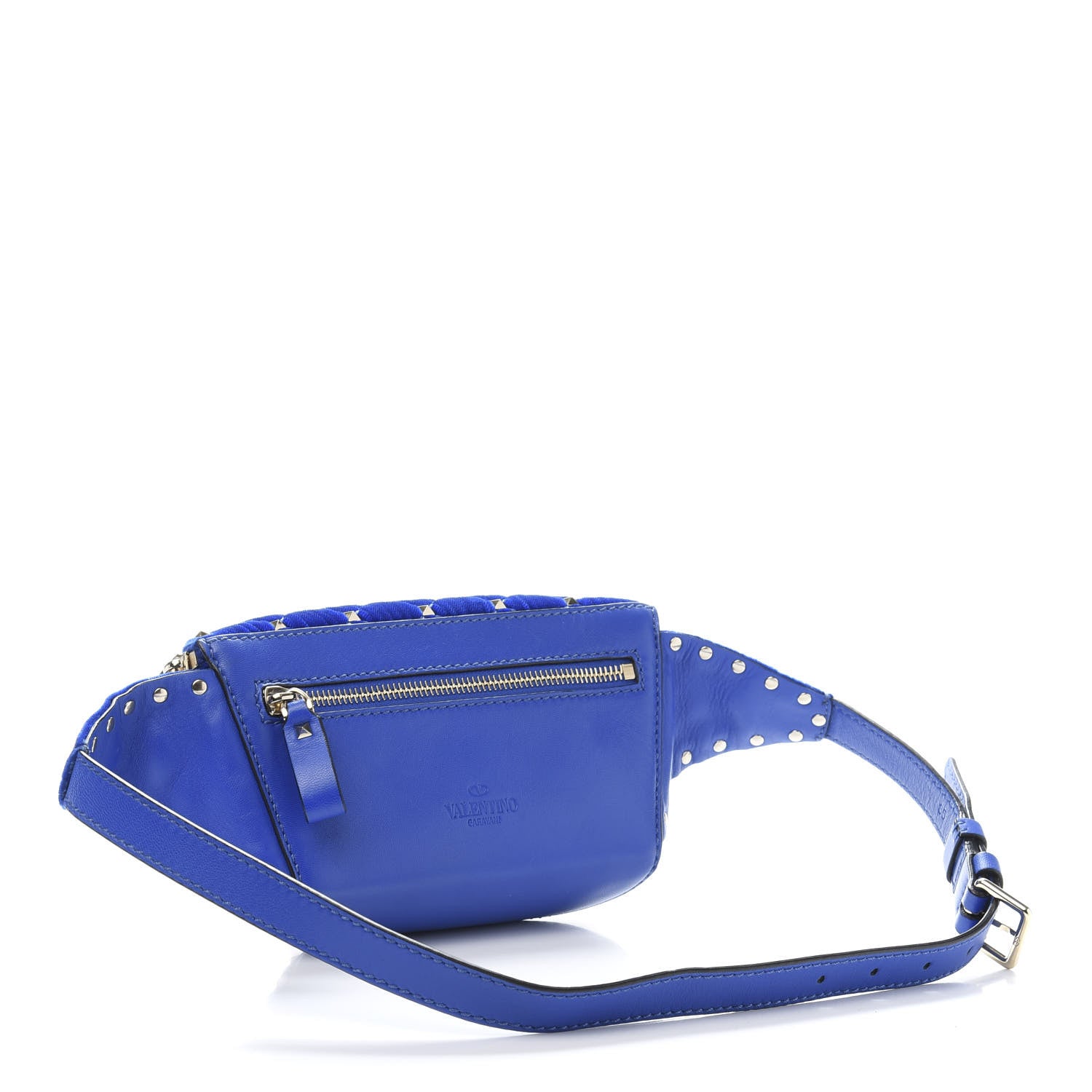 Valentino Garavani Velvet Rockstud Spike Belt Bag 75 Acid Blue 3 of 10