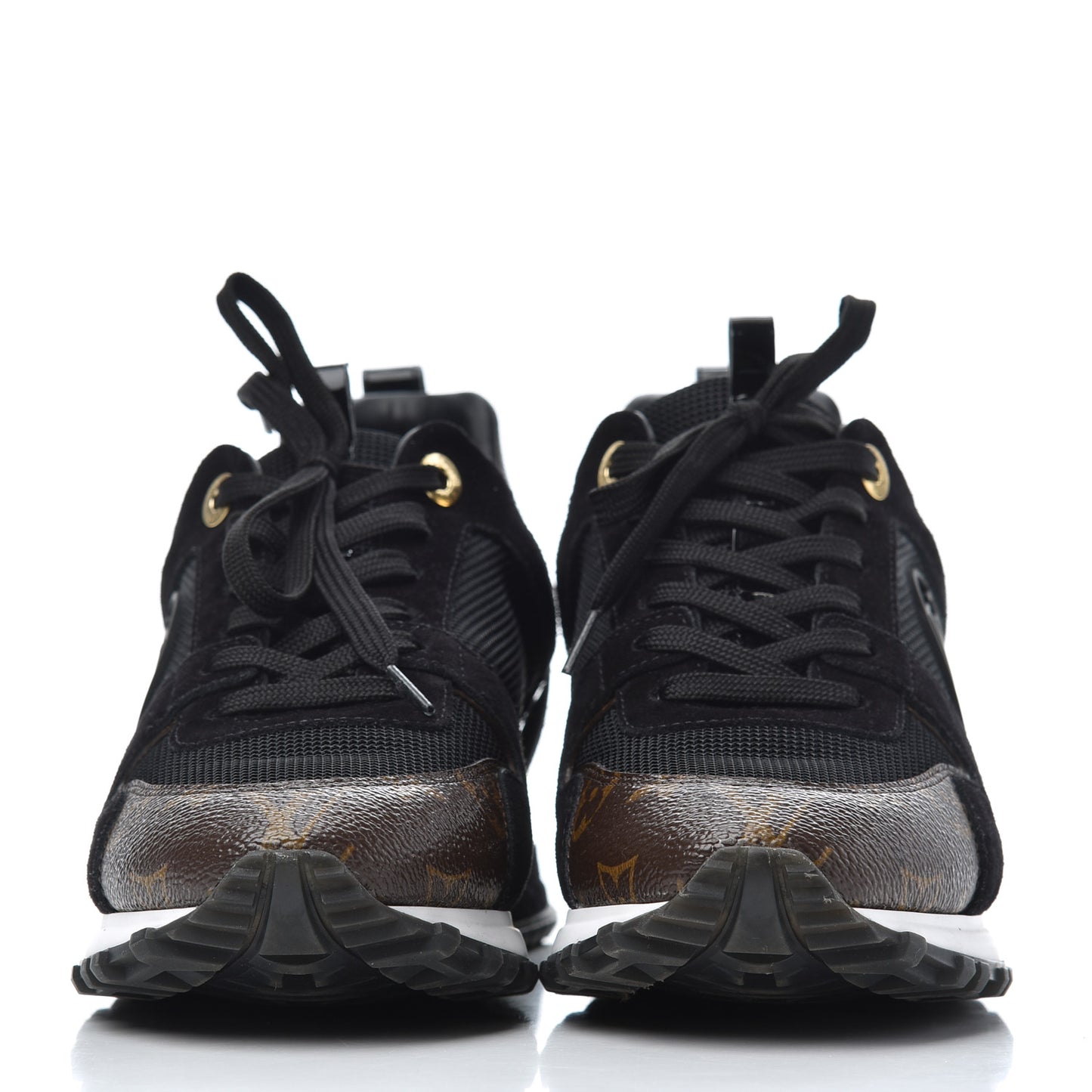 Suede Monogram Run Away Sneakers 38 Black