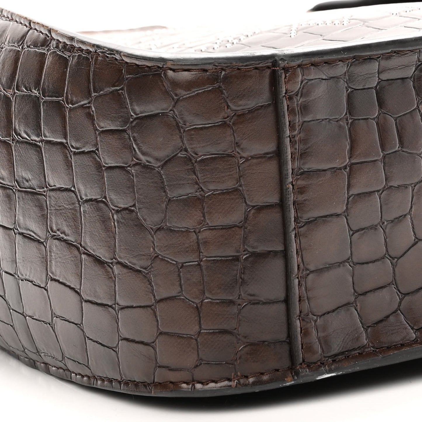 Crocodile Embossed Studded Logo Mini Crossbody Mahogany